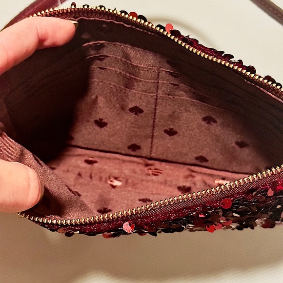 Kate Spade ♠️ Kiki Convertible Sequin Wristlet (Deep Berry) - Picture 8 of 13